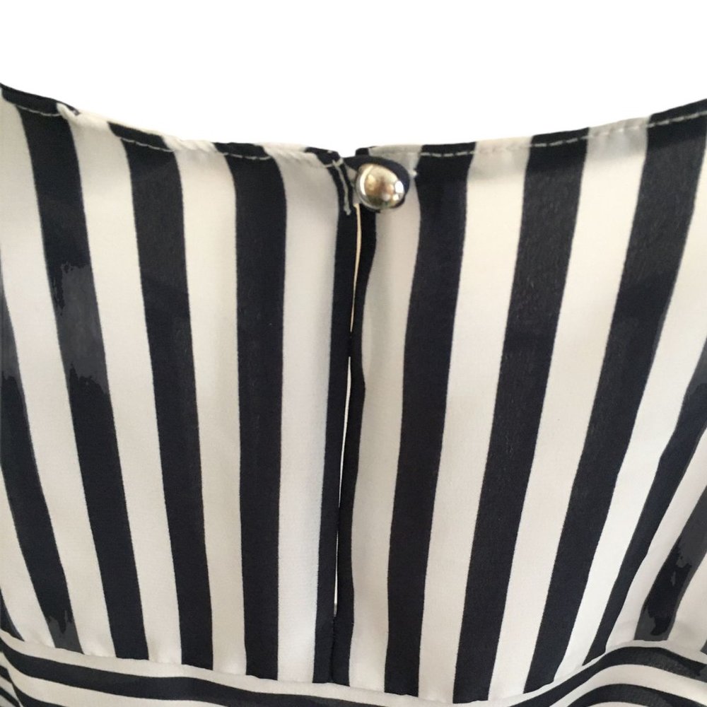 CJ Banks Striped Blouse Top Navy Blue & White Plus Size 3X Short Sleeves Light - Picture 6 of 9
